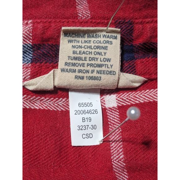 Duluth Trading Flannel Button Up Top Women XXL Red Plaid Long Sleeve Cotton Z14 - Picture 11 of 14